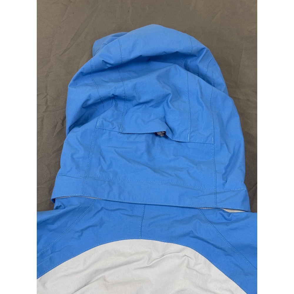 The North Face HyVent Rain Jacket Womens XL Blue Grey Colorblock Hooded Shell - Picture 13 of 14